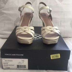 Vince Camuto White Snakeskin Sandals